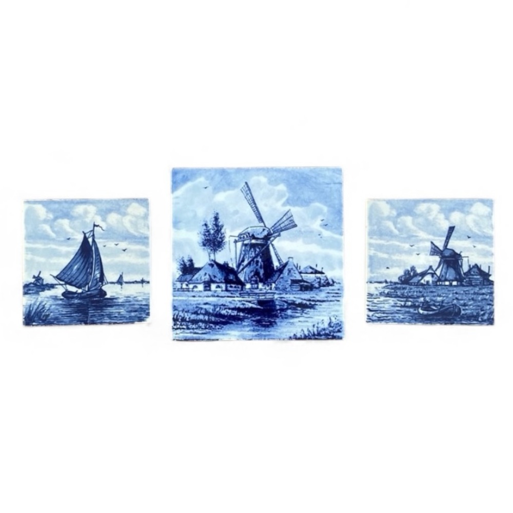 Delft Blauw Hanging Wall Tiles - Set of 3